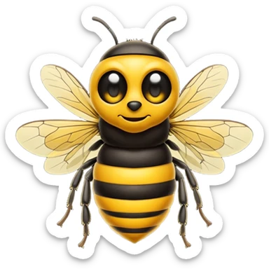 una abeja con cabeza de señor canoso viejo y robusto, el cuerpo de la abeja dejalo sin cambiar sticker
