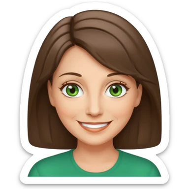 middle age woman with green eyes and long straight ashy brown hair  sticker