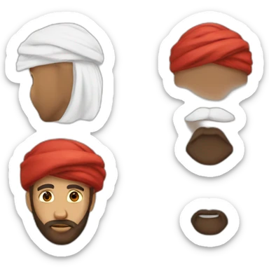 Arab red white turban and brown beard sticker