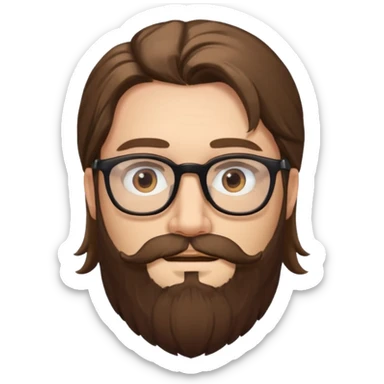 bearded long haired man with eyeglasses sticker