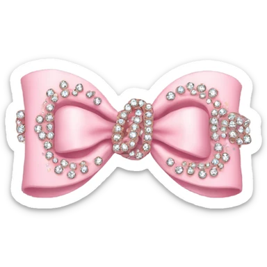baby pink bow encrusted with rhinestones The bow is symmetrically shaped with a rounded center knot and two loops on each side sticker