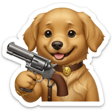 Chien qui tient un revolver sticker