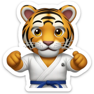 Tiger jiu jitsu with his arms crossed sticker