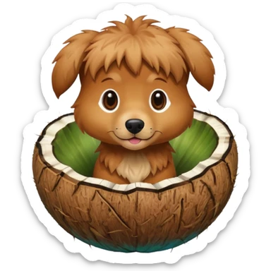 dog in a coconut sticker