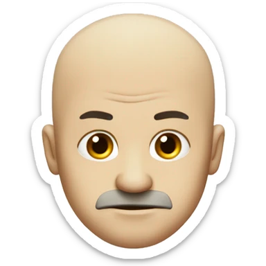 Bald guy angry red lips with one hair no body holding a ruler sticker