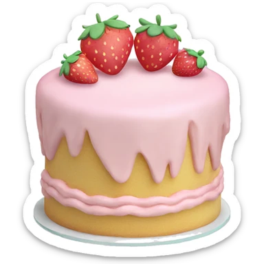 Pastel Pink strawberries and cream birthday cake  sticker
