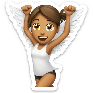 a girl flying with two grilled chicken wings on her back sticker