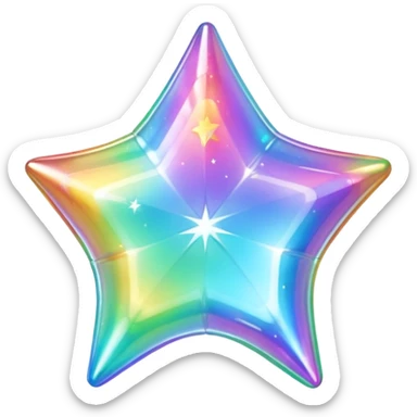 vibrant holographic rainbow y2k aesthetic hollow glass star bubble  sticker