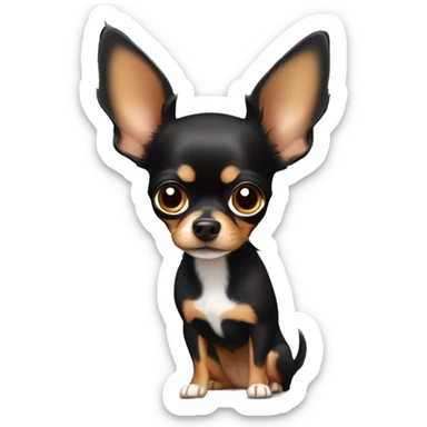black and brown chihuahua with big hair on the ears sticker