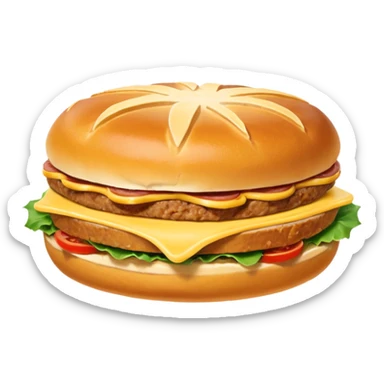 Bavarian Leberkäse sandwich emoji, thick golden-brown slice of meatloaf in round crusty white bread roll (Kaisersemmel), lightly floured, small dab of mustard, simple clear appetizing sticker