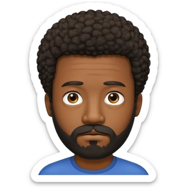 black man with beard, mustache, and short afro sad sticker