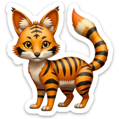 Colorful Soft Smooth Bobcat-Tiger-Numbat-Serval-Genet-Pokémon-Digimon-Fakémon-fusion-hybrid-creature sticker