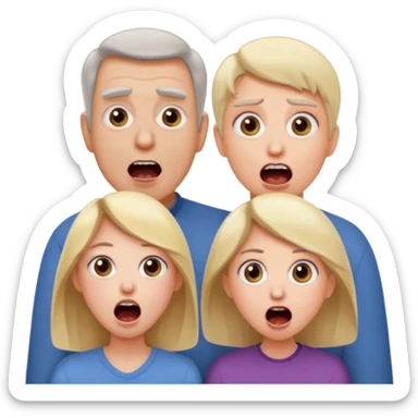 HAZ UNA FAMILIA GRITANDO, MI NOVIA, MI OPAPA. MI MAMA Y YO. CARA DE GRITOS FUERTEES sticker