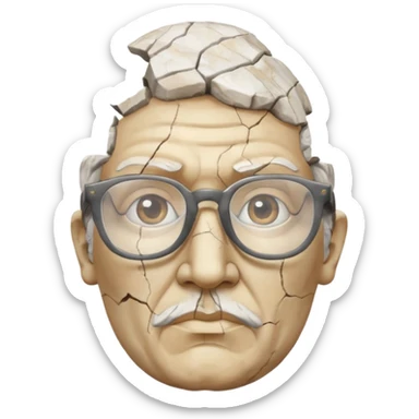 white cracked marble greek statue head with glasses sticker