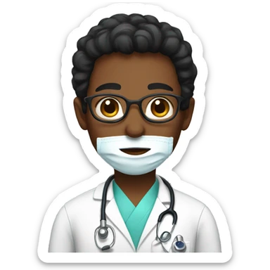 Black haired pediatrician sticker