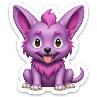 alien dog purple with pink hair very big folded ear and panting sticker