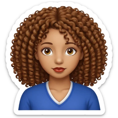 Beautiful Haitian and Puerto Rican girl with light brown skin and medium length curly very curly hair and beautiful hazel eyes sticker