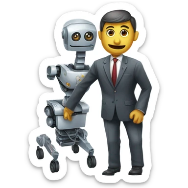 Robot en costume cravate dans un fauteuil roulant sticker