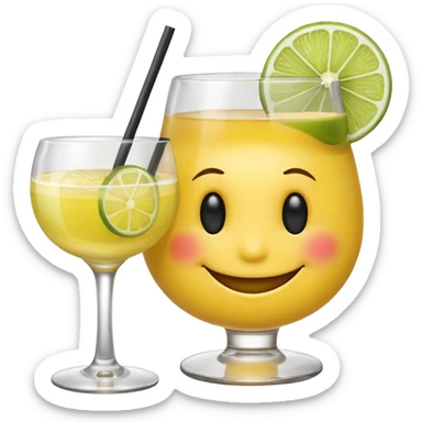 Smiley/smirk emoji with side eye drinking a margarita  sticker