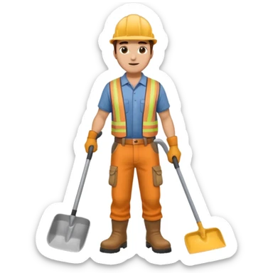 Landscaping company worker, shoveling, full body sticker