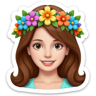 lana del rey with a colorful floral crown sticker