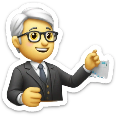 Hombre de negocios analizando datos en una pizarra con gráfico de barras  sticker