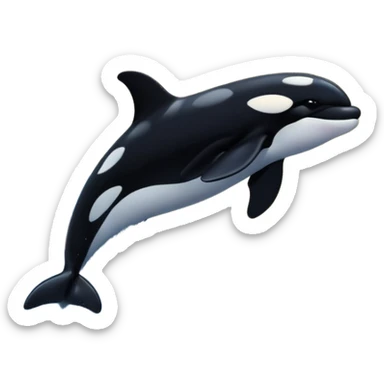 I want a realistic emoji of an orca whale leaping from the water with the moon illuminating the sky and reflecting on the sea. sticker
