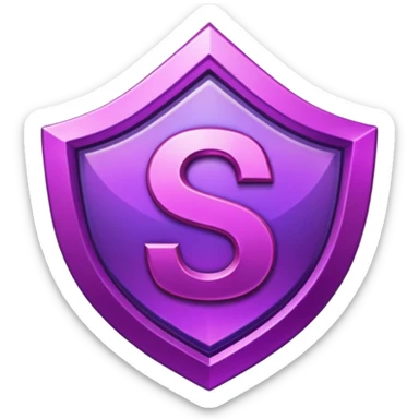 Create a custom emoji badge featuring a stylized, glossy letter “S”. Design it in the Master rank style from League of Legends. Use purple-magenta metallics, sharp edges, and a powerful elite aura.
 sticker