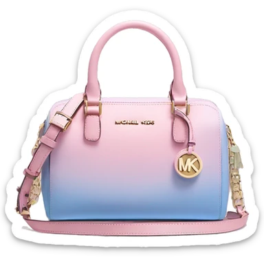 Realistic isolated pastel pink,pastel blue,bubblegum pink,and periwinkle ombre Michael Kors satchel purse.  sticker