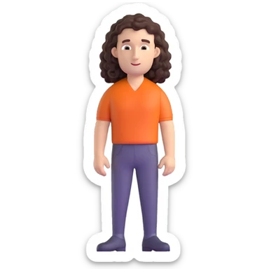 white man in his 40s with long tight curly hair and short sides sticker