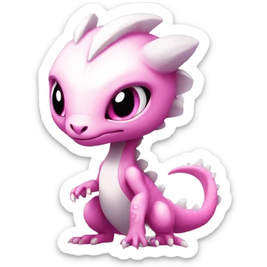 White, Chibi, White, Anthro-Sona-Lizard-Alien-Salazzle-Fakémon, with pink eyes, Full Body sticker