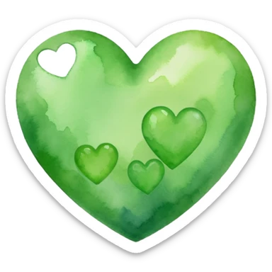 green heart with a soft watercolor effect sticker