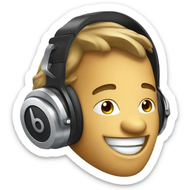 Cartoon dj headset on listening music happily sticker