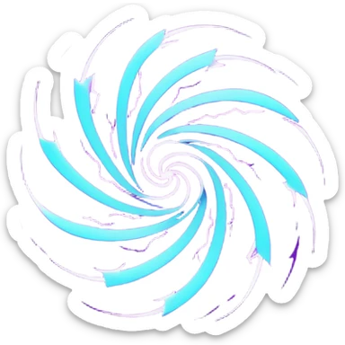 futuristic minimalistic logo icon, abstract glowing storm swirl made of neon purple (#8B5CF6) and cyan (#00E0FF) lines, representing Storm team energy and speed, digital lightning core, dark background, no face, tech-style emblem, 1:1 aspect ratio sticker
