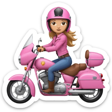 woman rider riding pink motorbiker sticker