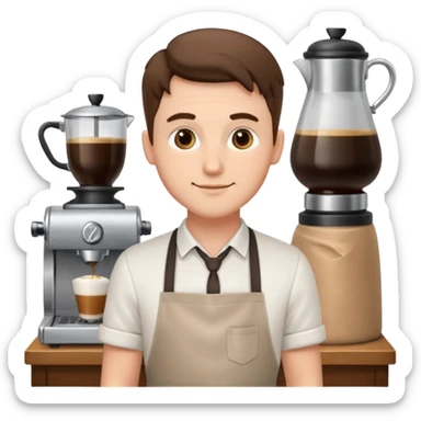 barista man with apron sticker