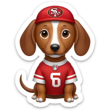Dachshund with 49er gear  sticker