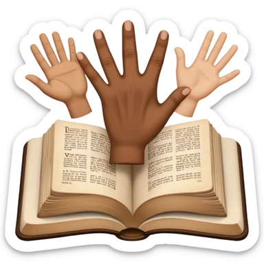 bible with different skin coloured hands on it shoing anti racism sticker