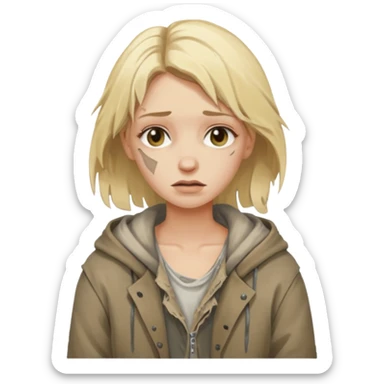 a homeless blonde woman sticker