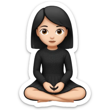 Barboncino seduto in bianco e nero con vestitino in maglia sticker