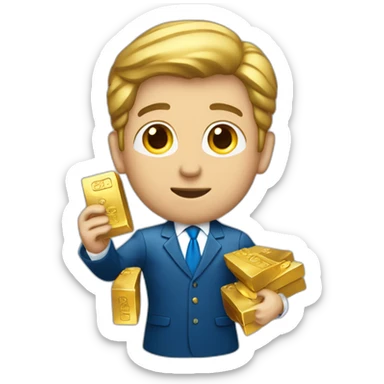 Posh-man-with-blue-suit-offering-goldbar sticker