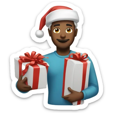 man with gift wrapping  sticker