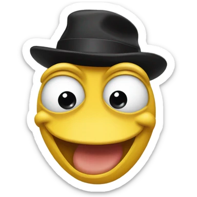 A yellow Pepe with black hat on Laughing while tears of joy sticker