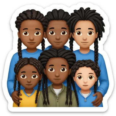 5 black siblings 2 that’s a boy and 3 that’s a girl. Both of the boys has dreads one of the boys is 6. One girl is 6 the other girls has braids and one is 18 and the other one is 23. The other boy is 22 But they all are dark skinned they have black hair sticker