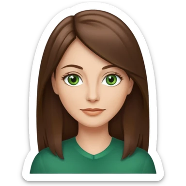 pretty woman in her 40s with green eyes and long straight ash-brown hair  sticker