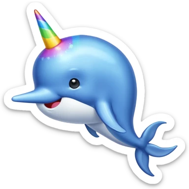  blue narwal with rianbow horn sticker