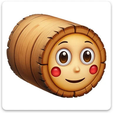 cartoon wooden log, no eyes or facial expression, apple emoji style, white background, bright colors sticker