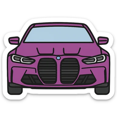 BMW G80 car, wildberry purple paint, glossy finish, icon style, transparent background sticker