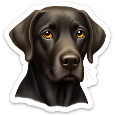 black lab with yellowish brownish eyes and a cooler that says Nellie with a little bit of white of its chest. sticker