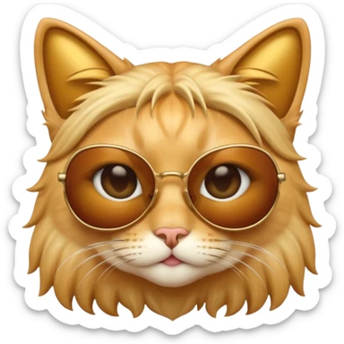 smiling cat with sunglasses and glamorous studio hair sticker